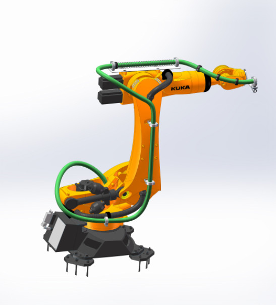 Komponenty zestawu DPS Robotic Dress Pack typu zamkniętego — ze sprężynowym teleskopowym systemem konstrukcyjnym