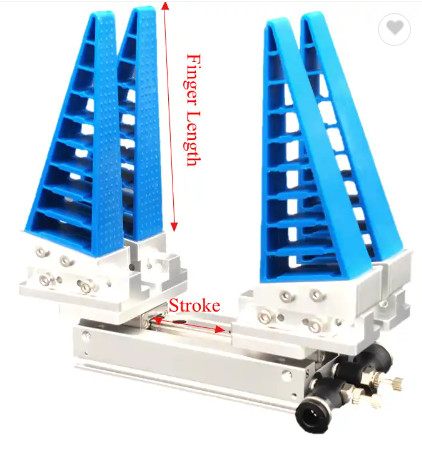 Dwa 4 6 2-palcowe chwytaki robota do małych części Elastyczny adaptacyjny Długość od 66 do 100 mm Skok od 12 do 64 mm